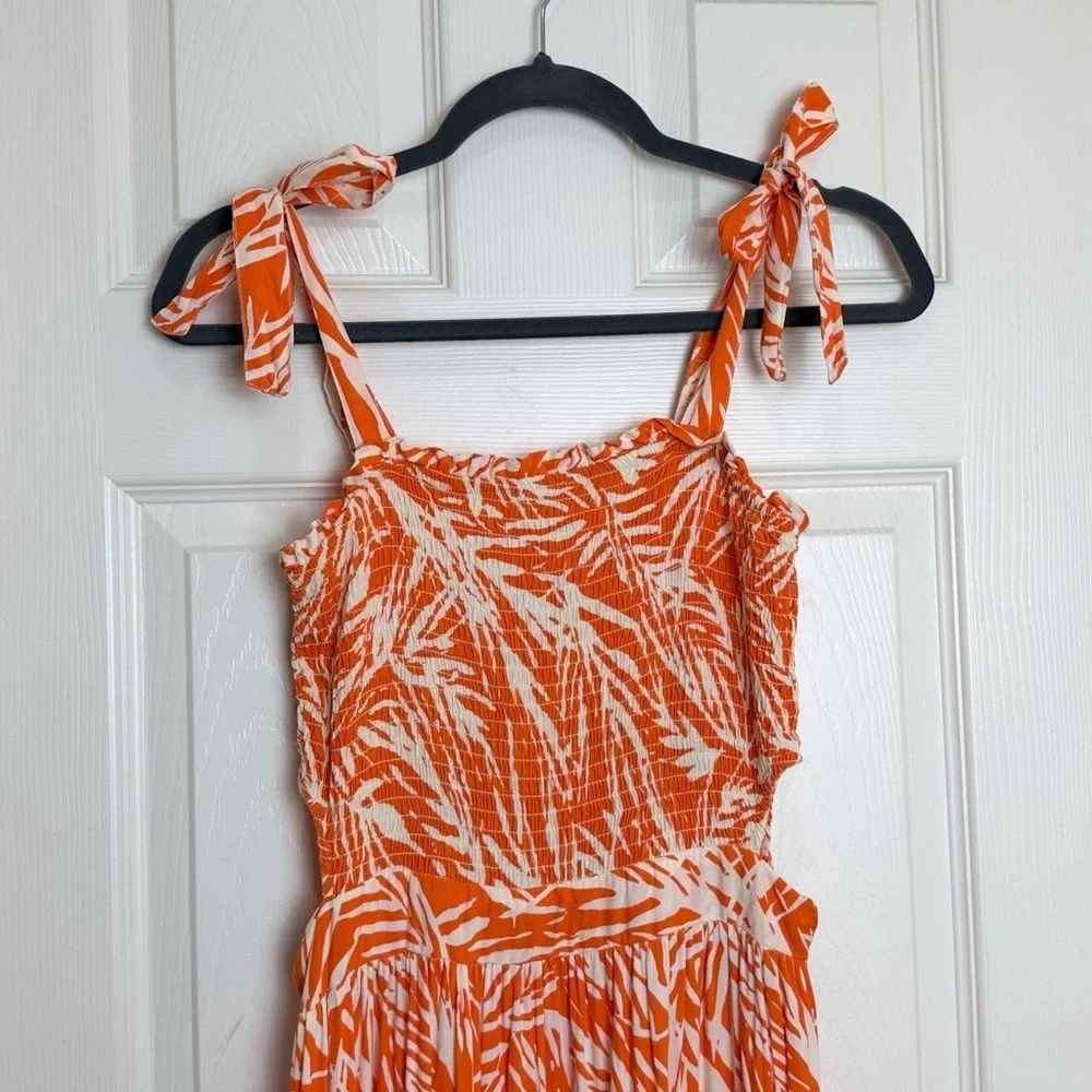 SINCERELY JULES tropical leaf print maxi dress eyelet trim